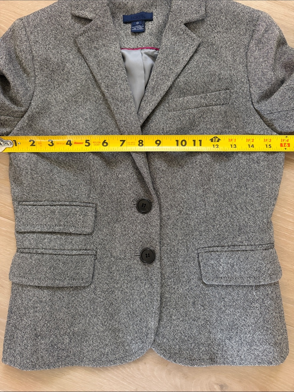 J.Crew Gray Wool Herringbone Blazer | Size 0 - Picture 3 of 6